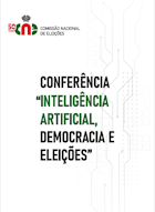 Imagem da capa da  Conferência “Inteligência Artificial, Democracia e Eleições”